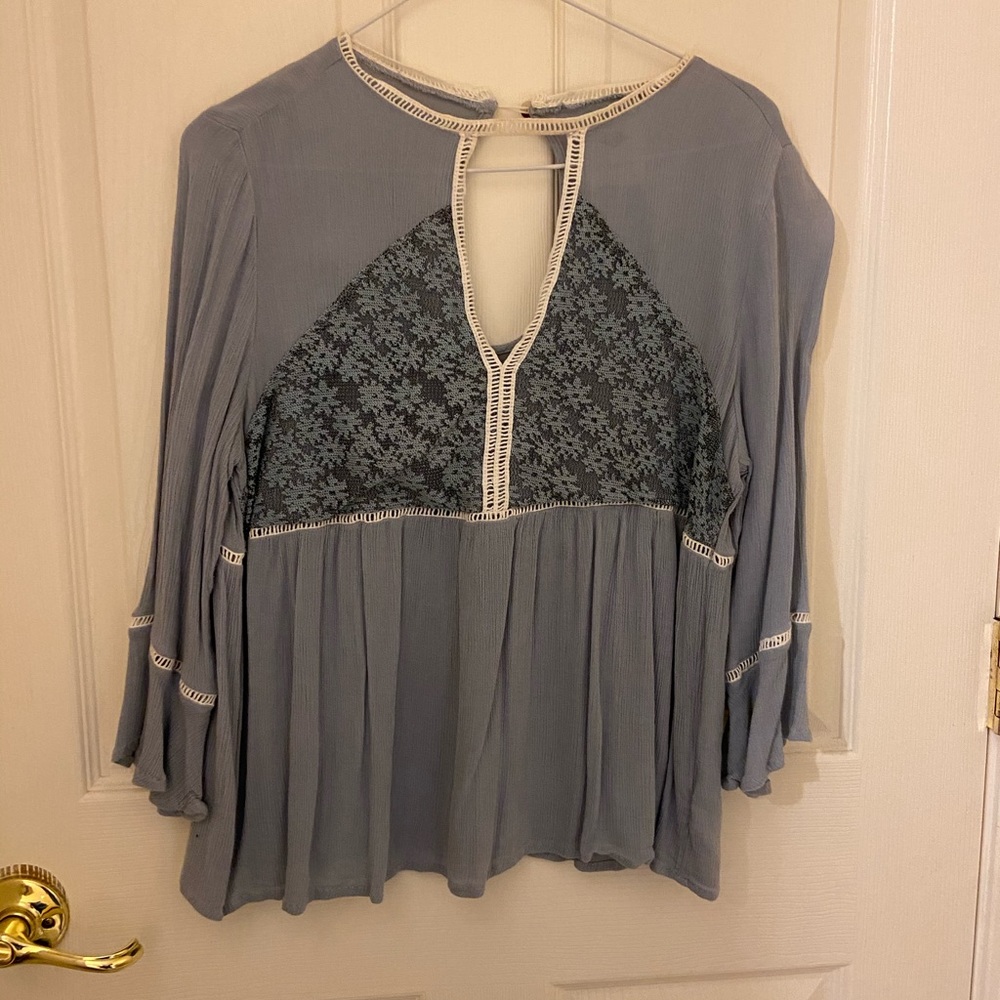 Blue lace blouse